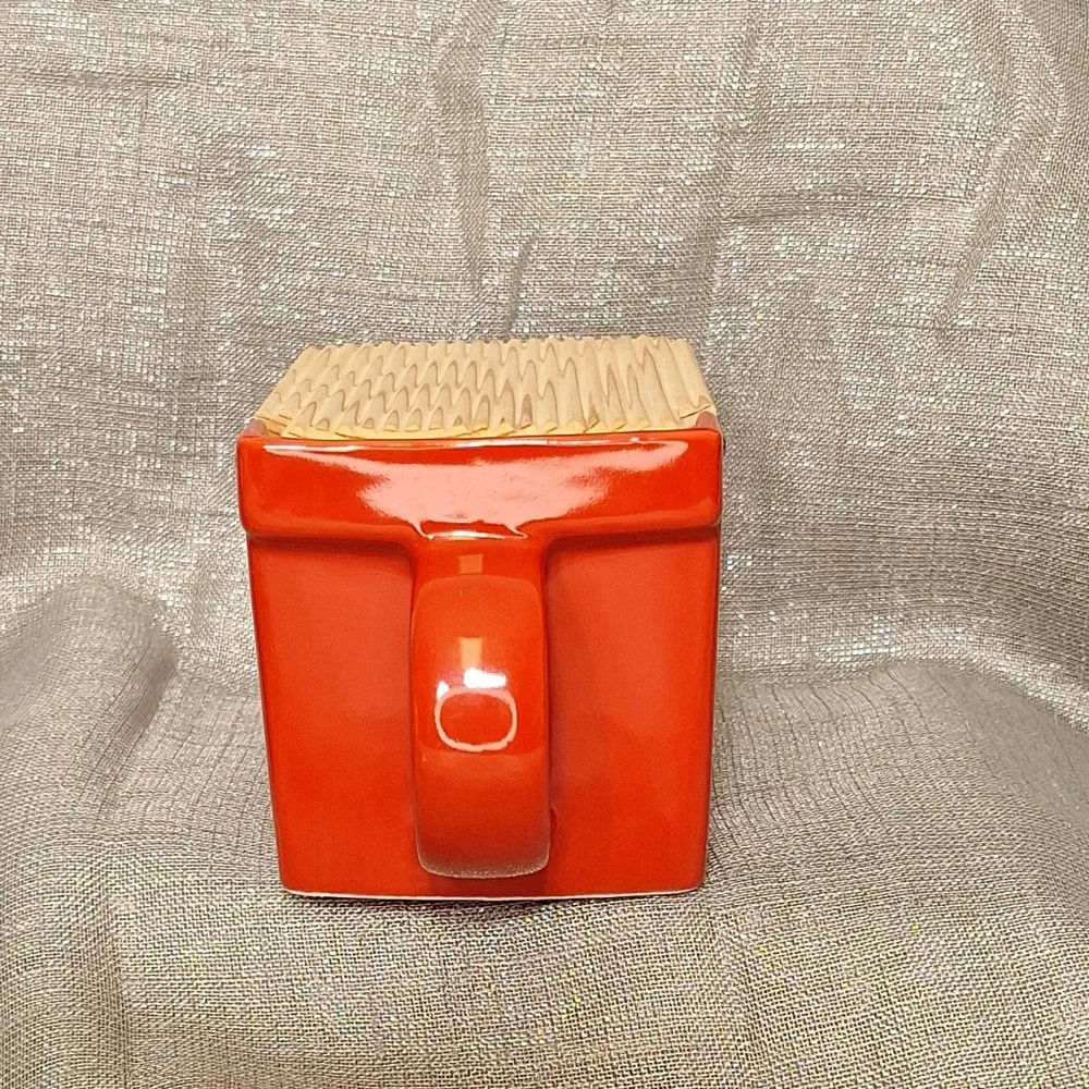 Zero Japan Red Ceramic Salt Box Cellar Wood Hinoki Lid Handle Kitchen Canister